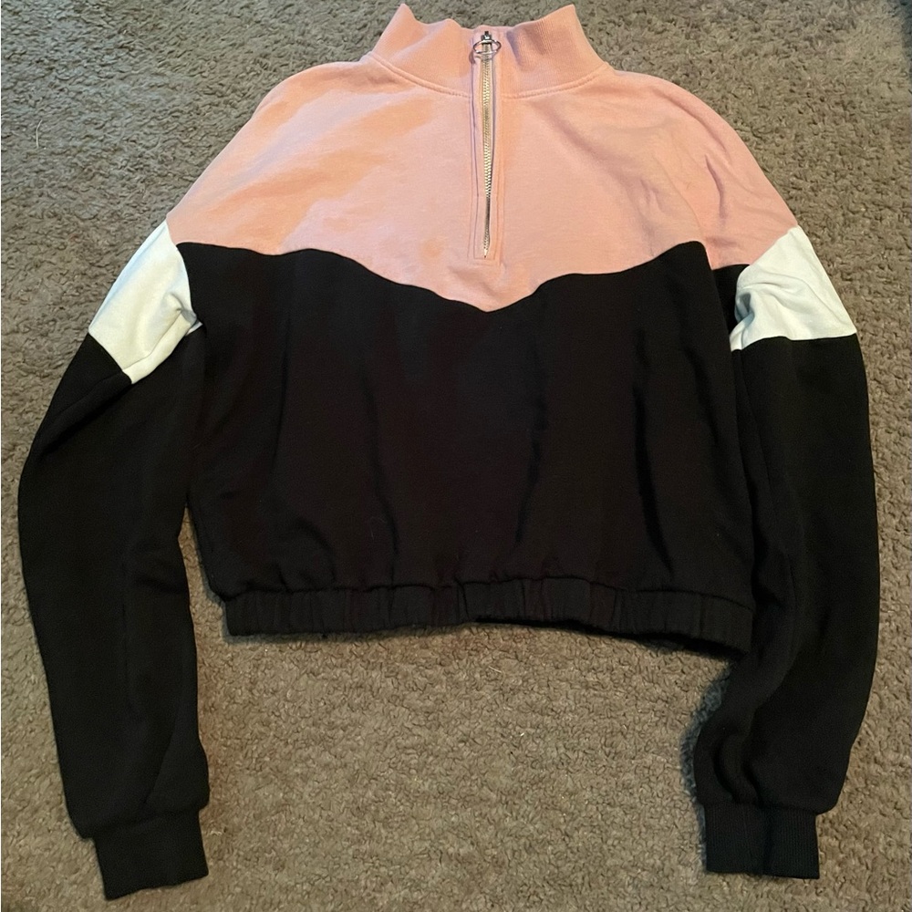 H&M Pink, Black, and White Colorblock Sweatshirt